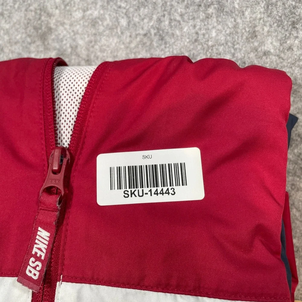 Nike SB Mens Jacket XL Red, White, Navy Color-block Athletic Layering Full Zip